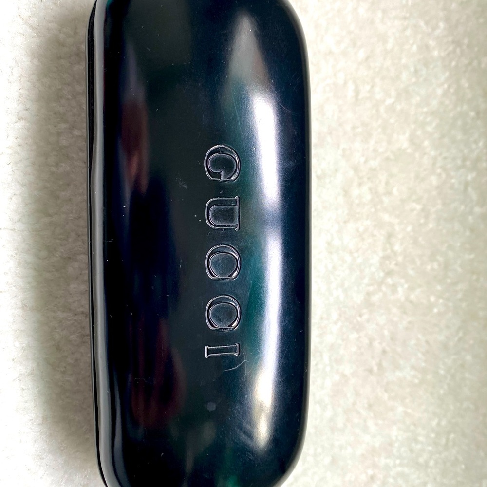 Authentic Gucci Glasses case- black- with embossed “GUCCI” on front/top